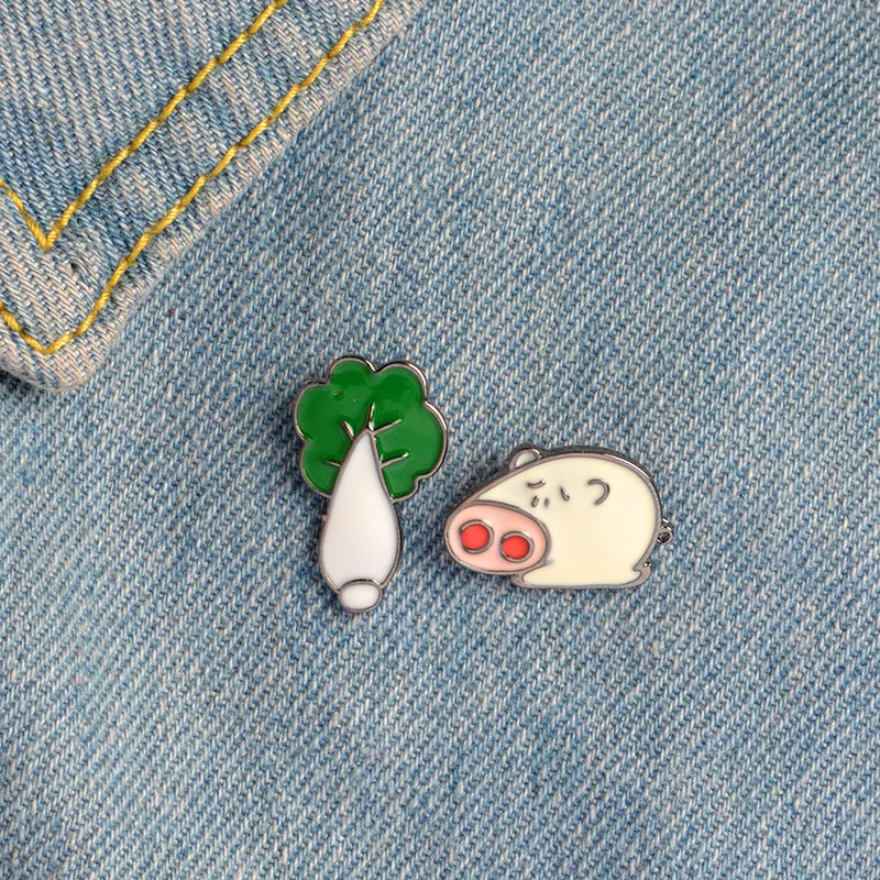 

Jisensp Vegetables Brooch Enamel lovely Pig Accessories Fashion Cartoon Brooch Badge Pin Collar Brooch Jewelry Birthday Gift