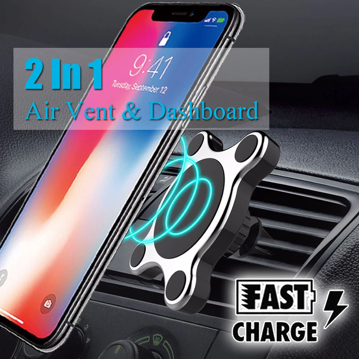 Qi Wireless Car Charger Car Phone Mounted LED Magnetic Air Vent Clip Fasting Charger Dock for Samsung S8 S9 For iPhone X 8 XS XR Qi Wireless Car Charger Car Phone Mounted LED Magnetic Air Vent Clip Fasting Charger Dock for Samsung S8 S9 For iPhone X 8 XS XR