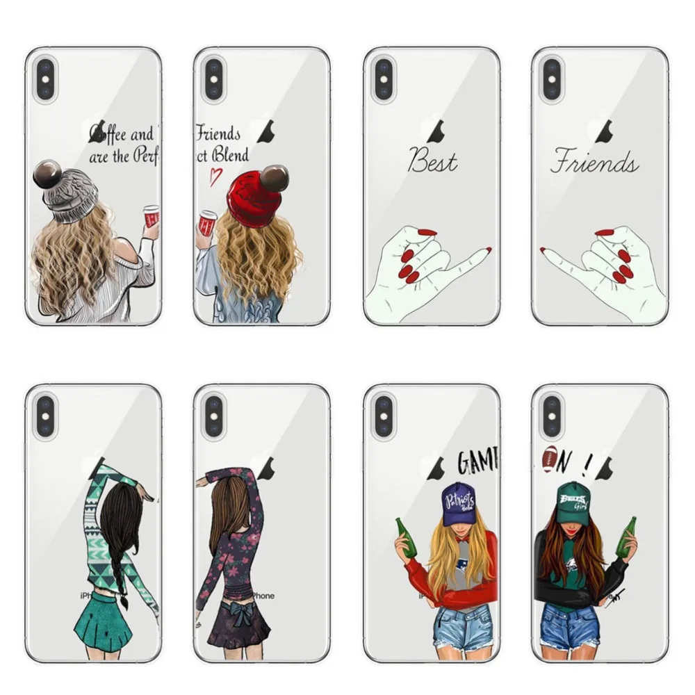 

Girls Bff Best Friends Forever Transparent Soft Phone Cases Cover For iPhone 7 6 6S 8 Plus Coque X XR XS MAX 5S SE 5 Capinha