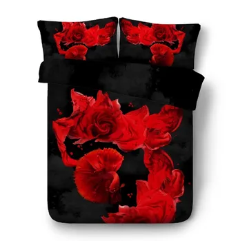 

3D Red Rose Bedding set Luxury Comforter sets Queen size quilt duvet cover bed in a bag sheet linen Super King full twin 5PCS
