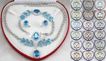 

free shipping 12color-green/red/purple/blue /zirconia/ necklace bracelet ring earrings ring can choose