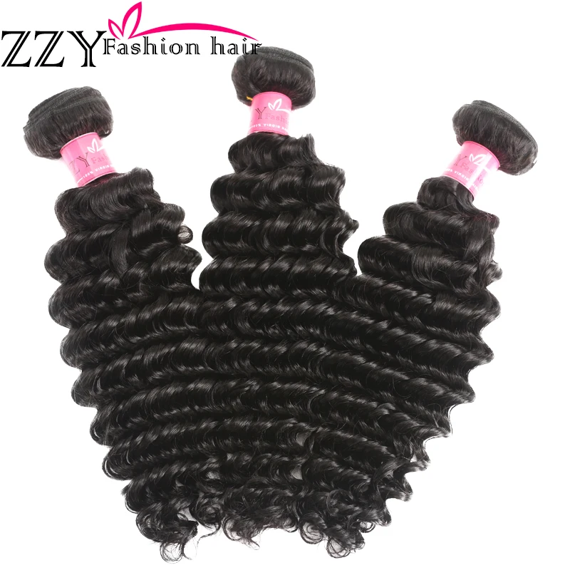 .ZZY Fashion Hair Brazilian Deep Wave 3 Bundles With Lace Closure Non Remy Human Hair Extensions Natural Color .ZZY Fashion Hair Brazilian Deep Wave 3 Bundles With Lace Closure Non Remy Human Hair Extensions Natural Color