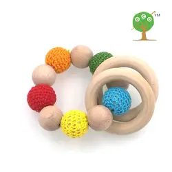 Новая Радуга Экологичные натуральный 20 мм круглый бука бусины вязание крючком кормящих игрушки малыша Детская игрушка из природного