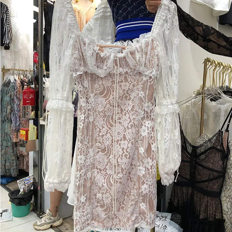 COLOREE высококачественное белое/черное летнее женское модное сексуальное платье с вышивкой на завязке с открытой спиной Вечерние платья пляжное платье