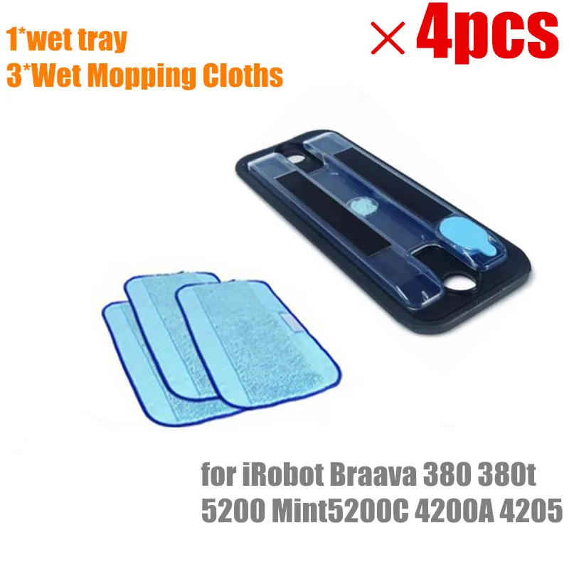 

1*Original wet tray+3*Wet Pro-Clean Mopping Cloth for iRobot Braava 380 380t 5200 Mint5200C 4200A 4205