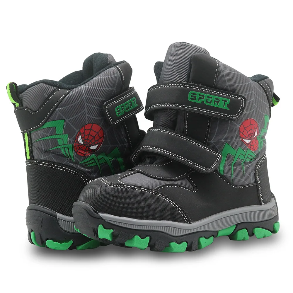 

Waterproof Winter Boys Snow Boots Mid-Calf Pu Leather Kids Children's Shoes Warm Plush Rubber Winter Boots for Boys