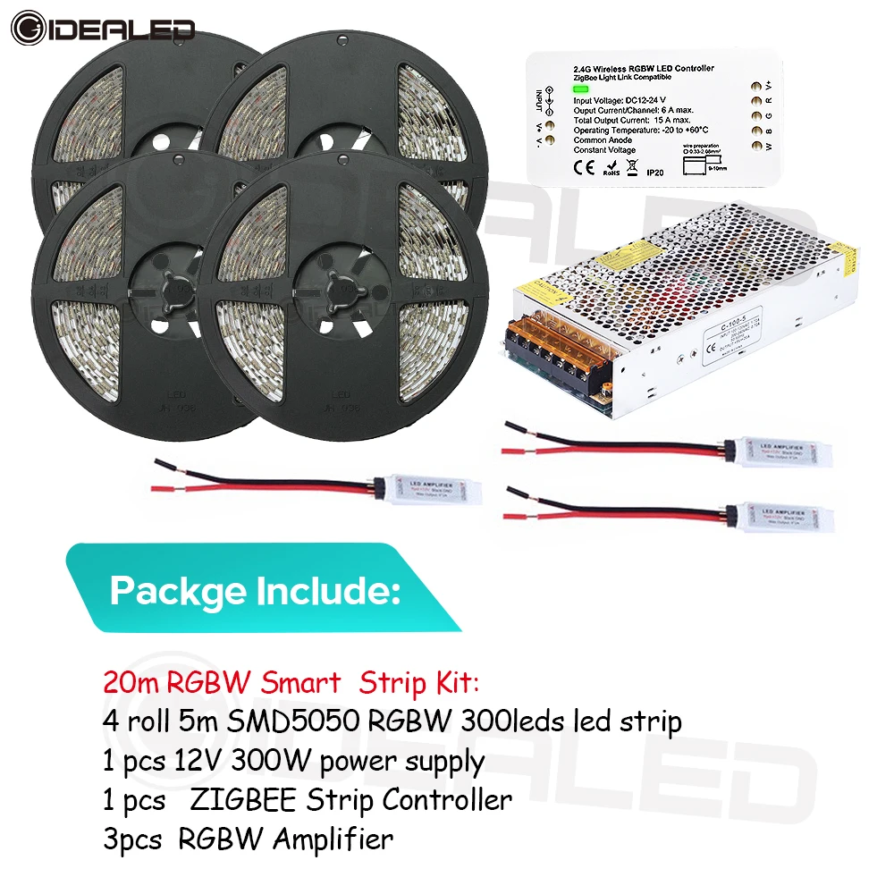 ZIGBEE RGB Светодиодная лента ZIGBEE RGBW светодиодный контроллер Диммер DC12V 24V водонепроницаемая лента набор совместимых Alexa ECHO Plus Home Zll Light