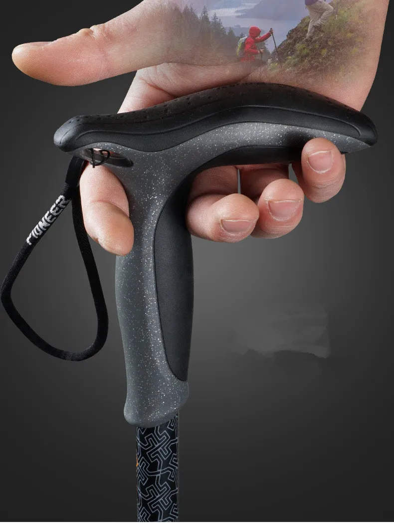 Cane para Idosos Pioneiro de Fibra de Carbono Pólo Trekking Quick Flip Bloqueio Compacto Ultraleve Dobrável Viagem Caminhadas Bengala 10 High Quality Esporte e Lazer