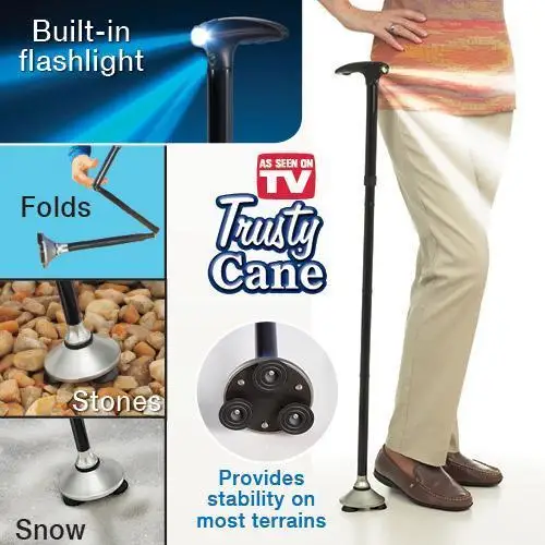 

Free Shipping Walking Stick Cane with Light Folding Adjustable Free Standing