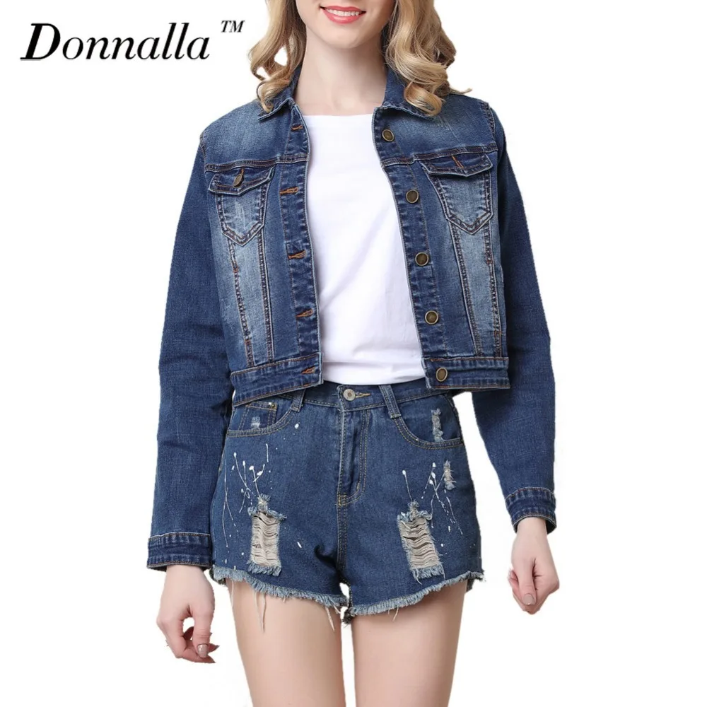 Donnalla Spring Vogue Women Clothing Short Denim Jackets Long sleeve