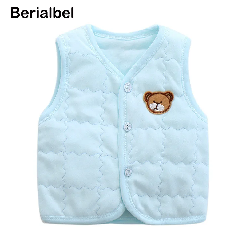 0 1 Years Infant Baby Quilted Cotton Warm Vests New Born Baby Girls Boys Lovely Bear Waistcoats