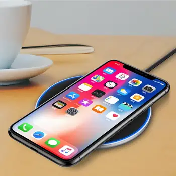 

New Arrival Ultra Slim Desk Round Wireless Charger Phone Charging Pad for iPhone XS Max XR