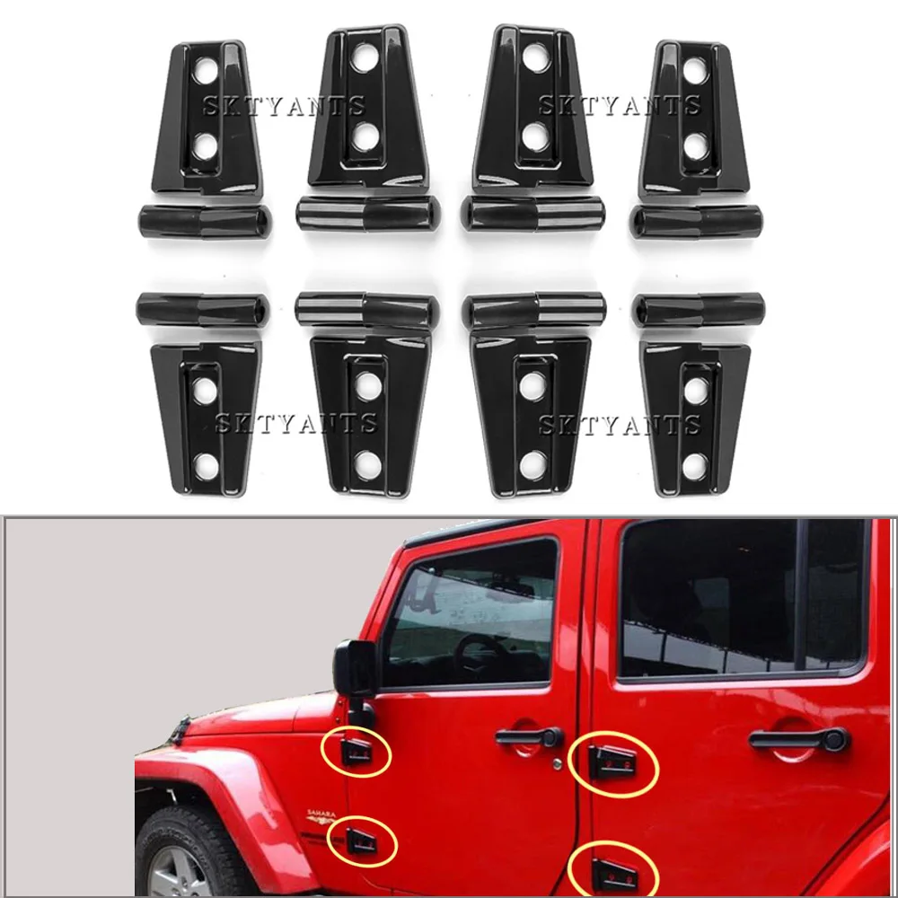 

4 Door 8pcs /set ABS Black Car Door Hinge Cover Protector Trim Car decal Accessary For Je ep JK Accessories Door Hinges