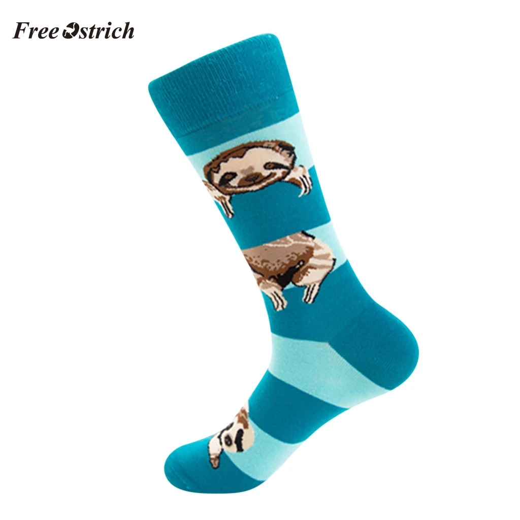 

Free Ostrich Men Cotton Cute Crew Socks Casual Men's Socks Fashion Standard Thickness Sloth Print Socks For Men Hot Sales New