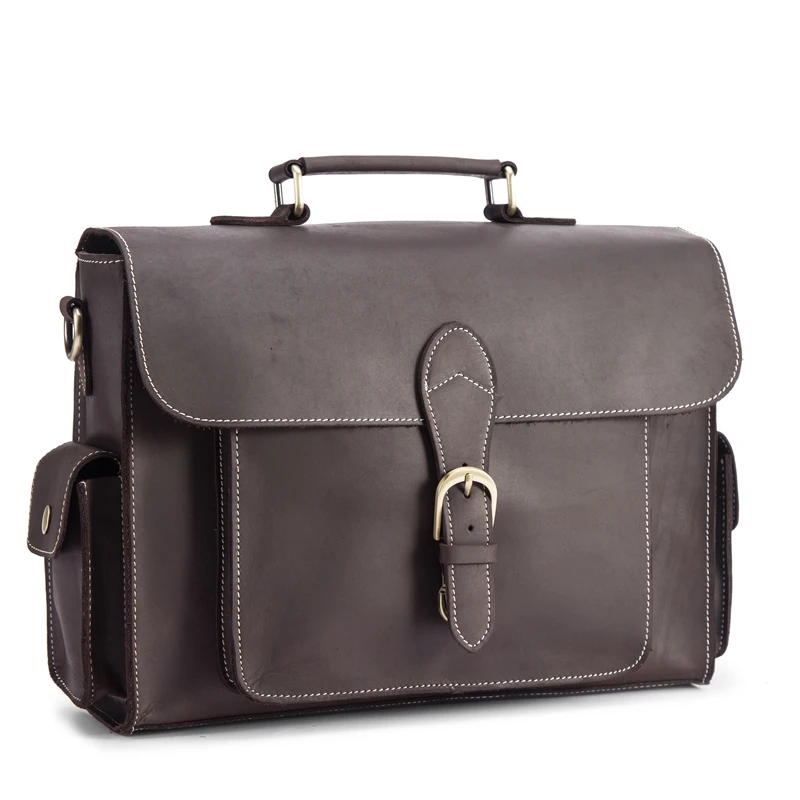 

NEWEEKEND Genuine Leather Crazy Horse 15 Inch Cowhide Crossbody Briefcases Handbag Laptop iPad Bag Male Men Portfolio Tote 2058