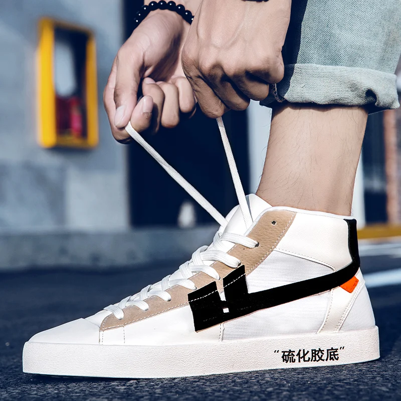 

2018 Fall New High Top Men's Shoes Harajuku Fashion Student Skateboarding Men's Shoes Ventilation Board Shoes Size Plus 39-44 5