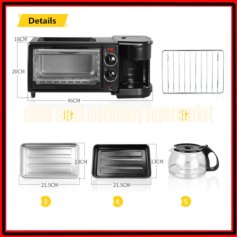 

3 in 1 Multifunction 3 In1 Breakfast Machine Toaster Oven Electric Frying Pan Coffee Maker Teppanyaki Maker coffee pot