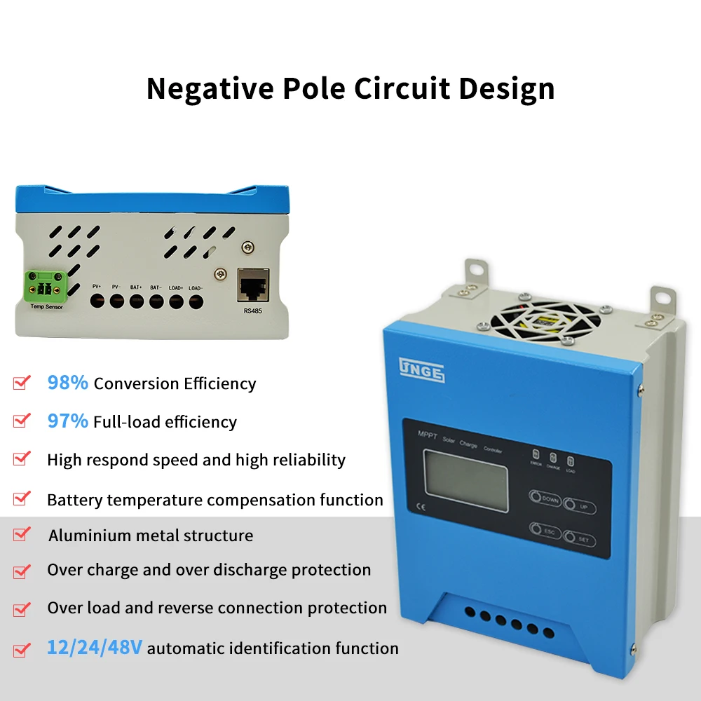 12V 24V 48V MPPT Контроллер заряда для фотоэлектрических систем цифровой Панели солнечные Батарея зарядки Регулятор ЖК-дисплей Дисплей JN-MPPT-AL(50A