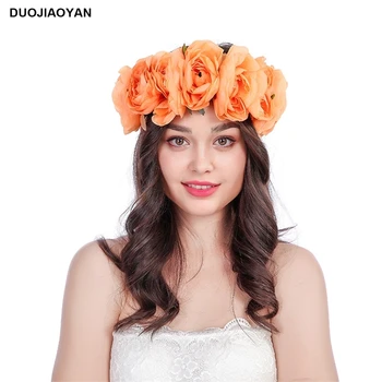 

DUOJIAOYAN Boho flower garland accessories big camellia party ball headband for women festival scrunchies wreath