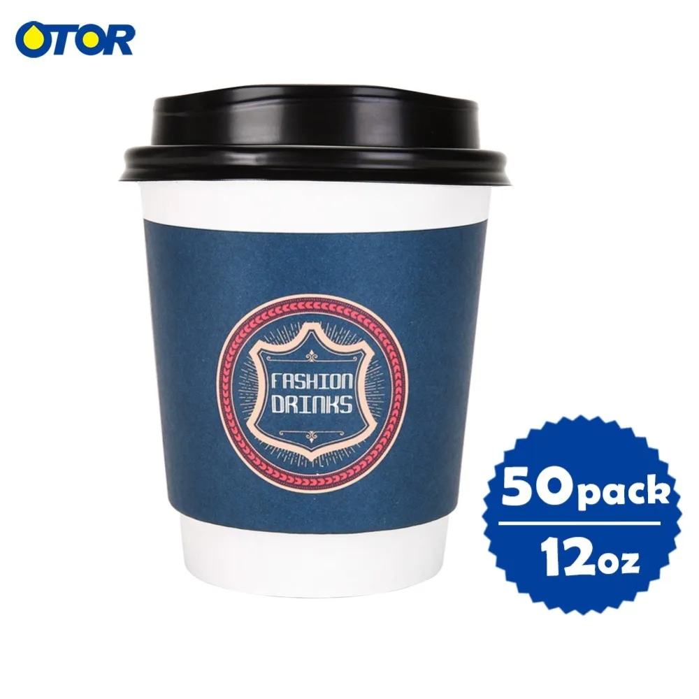 

OTOR 50PCS 8OZ 12OZ 16OZ Double Wall Hollow Paper Cup Anti Ironing Coffee Cup Takeout Drink Cup Cold Hot Coffee Office Paper Cup