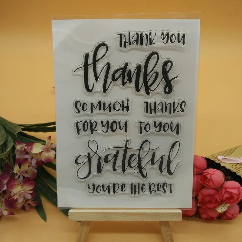 

Thank you Sentiment Scrapbook DIY photo cards account rubber stamp clear stamp transparent stamp 11x16cm CS2154