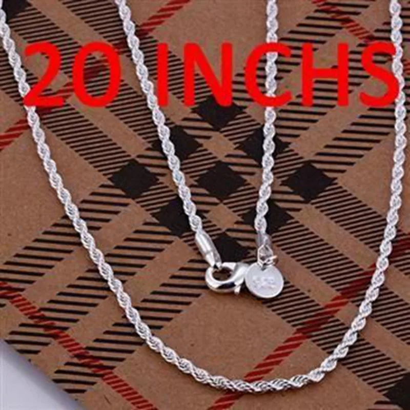

Silver Necklace Pendant,925 jewelry silver plated Necklace Shine Twisted Line 2mm 20 inches /IOXGVMGY DCTAZRJB