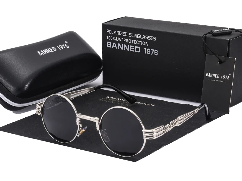 Поляризационные готические стимпанк Солнцезащитные очки для мужчин и женщин, модные брендовые дизайнерские винтажные Круглые Солнцезащитные очки с металлической оправой oculos