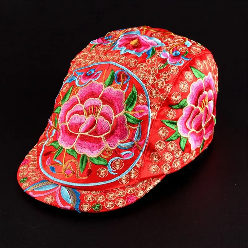 Национальный Ветер вышивка цветок шляпа козырьки открытый туристическая Кепка для женщин 08