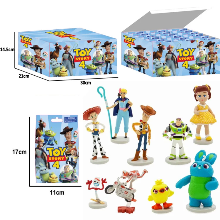 

Newest 18 Bags in one box Toy Story 4 Woody Buzz Lightyear Jessie Forky Action Figure Kids Collectible Model Doll Birthday Gift