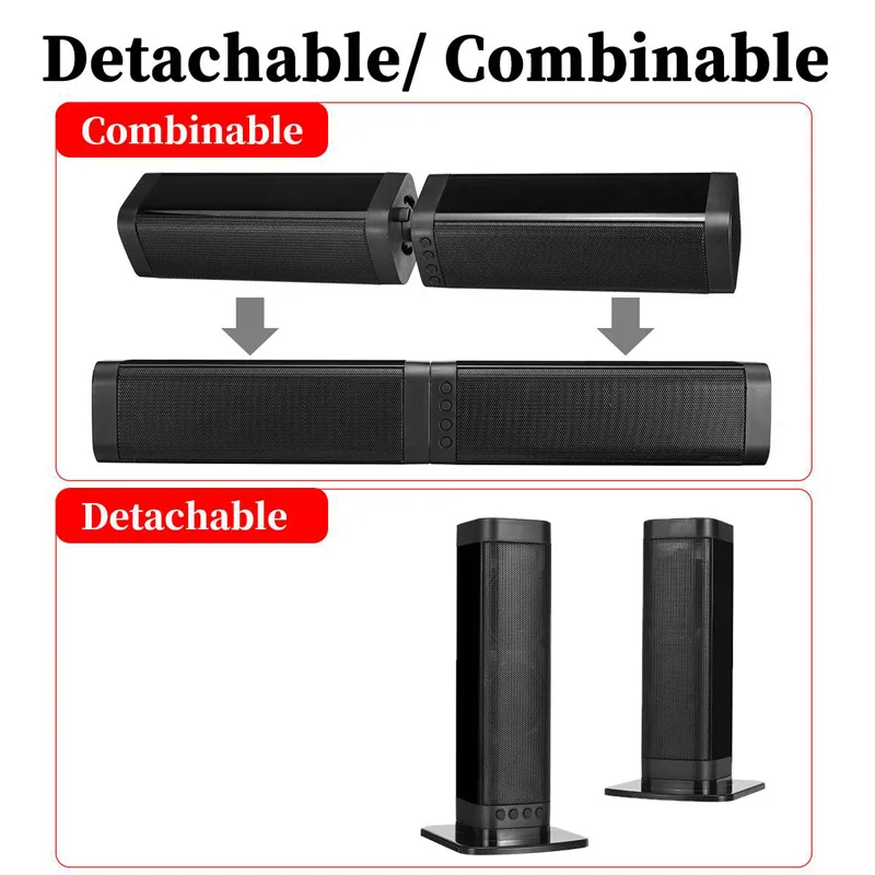 

High power 20W Wireless bluetooth Soundbar Stereo Speakers Home Theater TV Sound Bar Super Bass 4D Stereo Surround Sound System