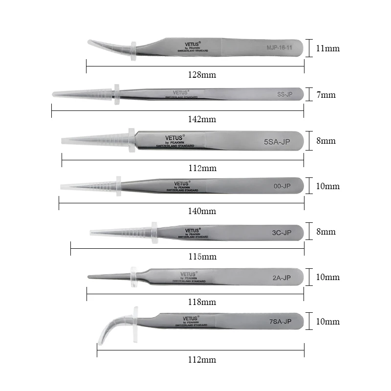 VETUS High-Precision Stainless Steel Tweezer Non-Magnetic Super Hard Tweezer For Mobile Phone Tablet PC Repair Tools