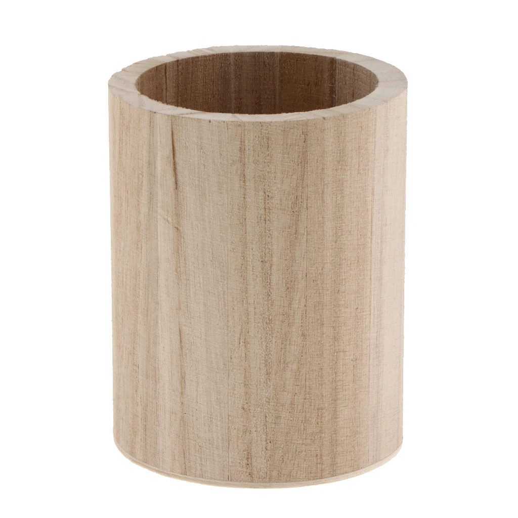 1 Pieces Round Shaped Unfinished Wood Pen Pencil Holder Container DIY Personalized For Kids Painting DIY Crafts