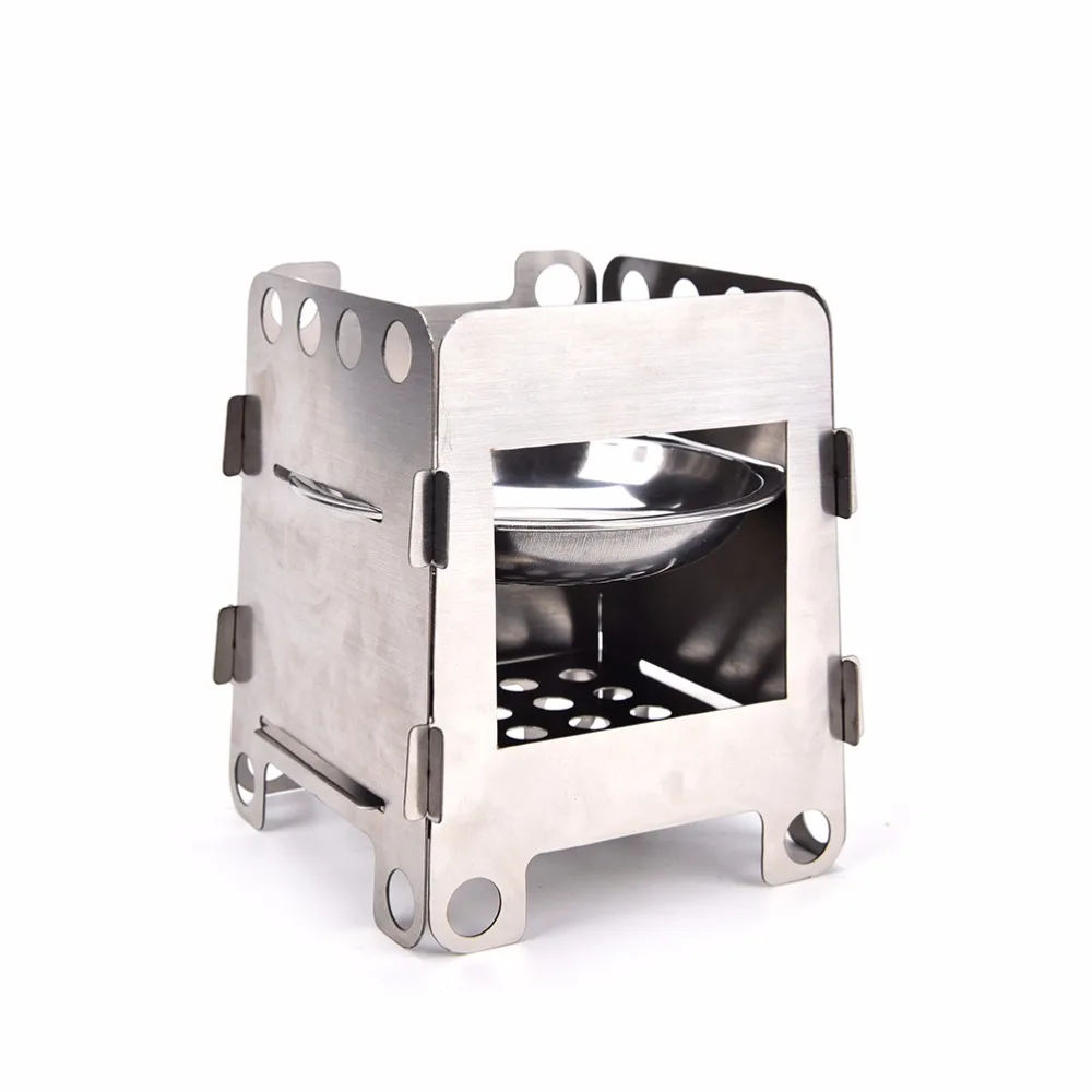 Folding Stainless Steel Outdoor Stove Pocket Alcohol Stove Cooking Camping Backpacking Stoves