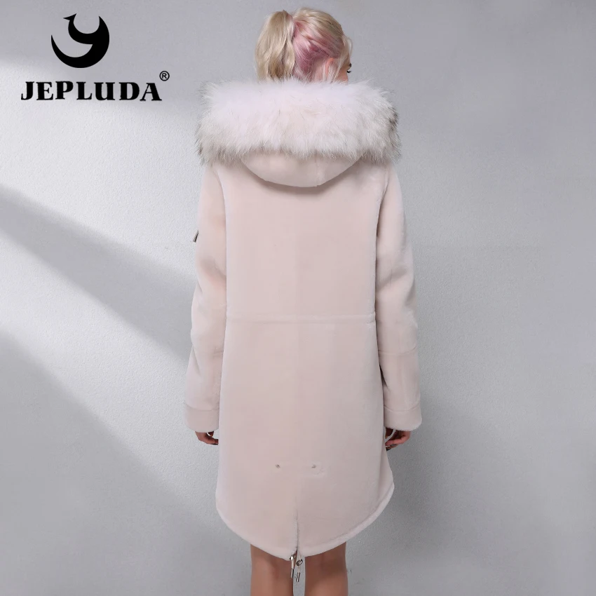 JEPLUDA Меховой Куртки Женские Зимние Из Овец Зимнее Пальто Женшин Мутон Шуба