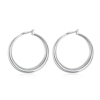 

Lekani Diameter 34mm Big Solid Circles Hoop Earrings 925 Sterling Silver Brincos De Prata Fine Jewelry For Female