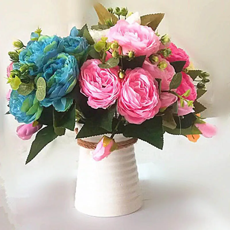 

4pcs Rose Pink Silk Peony Artificial Flowers PE Foam Rose Flowers Bride Bouquet Home Wedding Decor Scrapbooking DIY Supplies