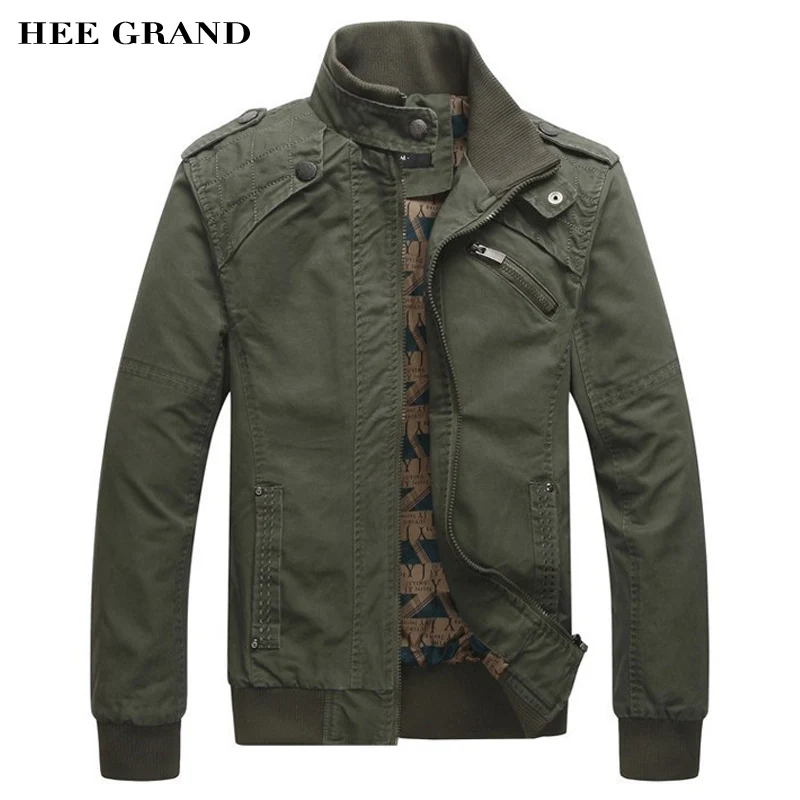 

HEE GRAND 2019 New Arrival Men's Fashion Casual Spring Autumn Jacket Cotton Stand Collar Coat 4 Colors MWJ166