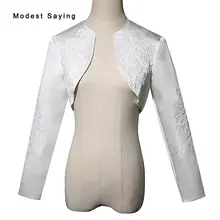 Новое поступление элегантное кружево цвета слоновой кости свадебные болеро Формальные Для женщин одежда с длинным рукавом свадебные куртки атласная Обертывания UPS свадебные аксессуары
