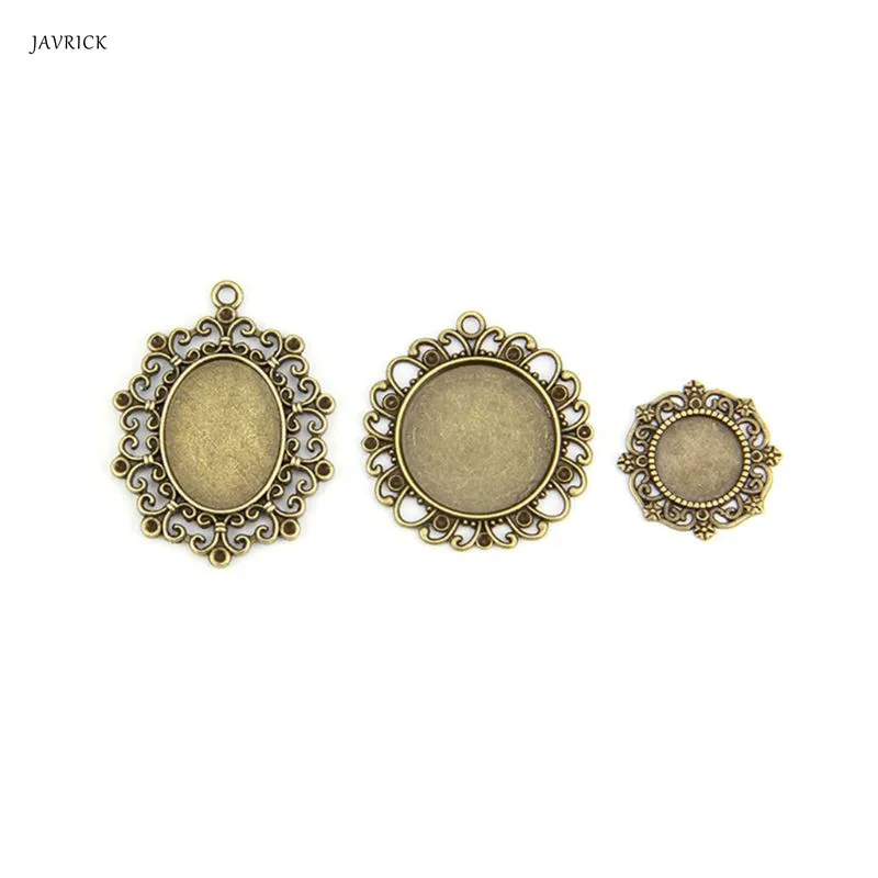 

3 Pcs/Set Jewelry Base Pendant Necklace Time Stone Holder DIY Vintage Floral Decoration Alloy Bases Handmade Crafts Accessorie