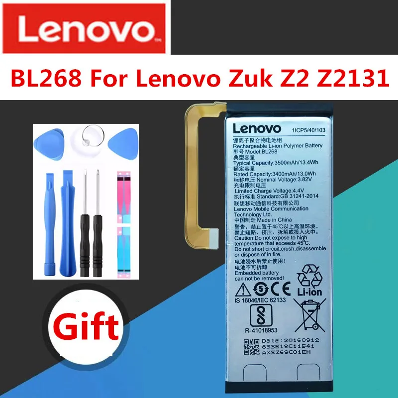 

100% Original 3500mAh BL268 Battery bl268 for Lenovo Zuk Z2 Z2131 Cell Phone Battery in stock+ Tracking Number