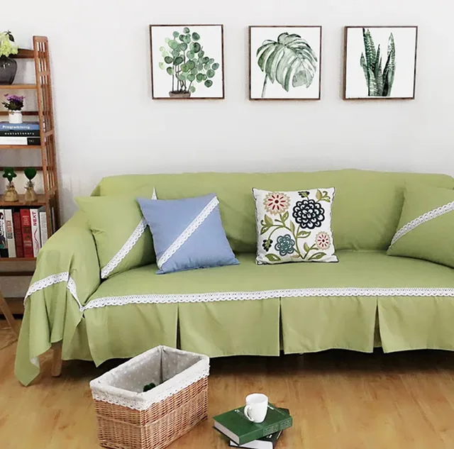 Dark Green Sofa Cover For Couch Sofa Bed Towel Anti Mite Polyester Slip