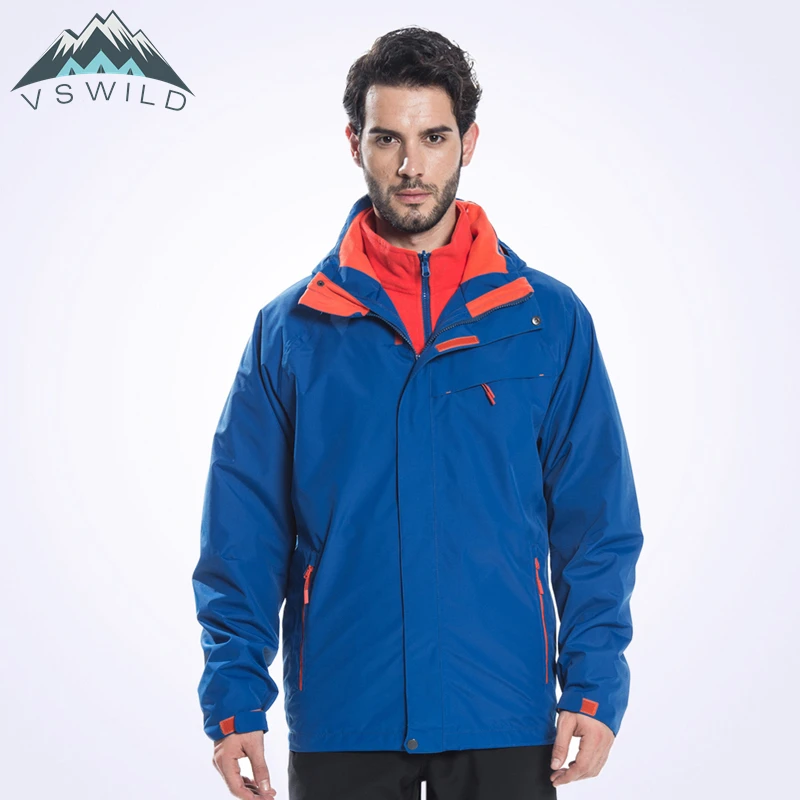 

Men's Winter Hiking Jackets Two Sets Fleece Softshell Jacket Outdoor Windproof Warm Three In One Jaqueta Removable Jacket 2018