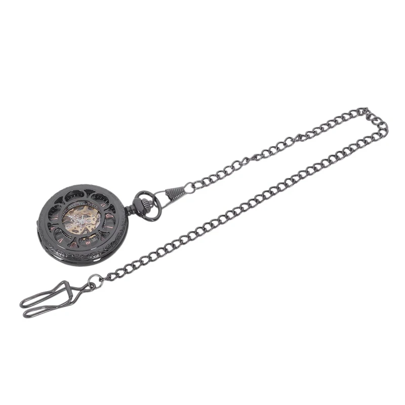 Ретро стимпанк Механические карманные часы Бронзовый цветок гравированный брелок цепь посылка для мужчин женщин флип часы Скелет часы
