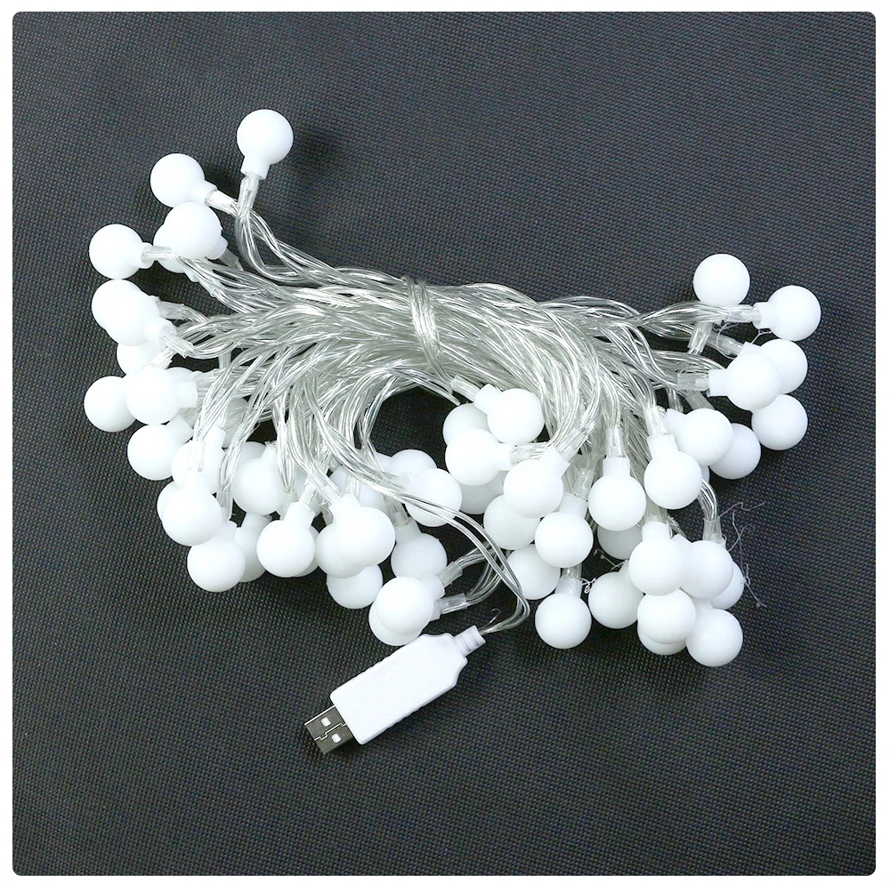10 м 60LED китайские фонарики, веревка USB питание гирлянда Hairball для праздника Рождество Новогоднее украшение 45