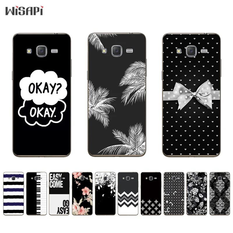 

for Galaxy C7 / C7Pro Phone Case 5.7" for Samsung Galaxy Note 4 5 8 Shell Transparent for Grand Prime G530 Black & White Pattern