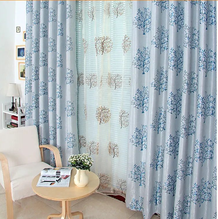 2017 Blackout Jacquard Embroidery Curtains Window Curtains for Bed Room