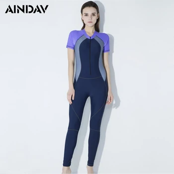 

Short Sleeve Swimwear Full Body Swimsuit Women One Piece Sport Bathing Suit Rash Guard Sunscreen Surf Swimming Suit Wetsuits