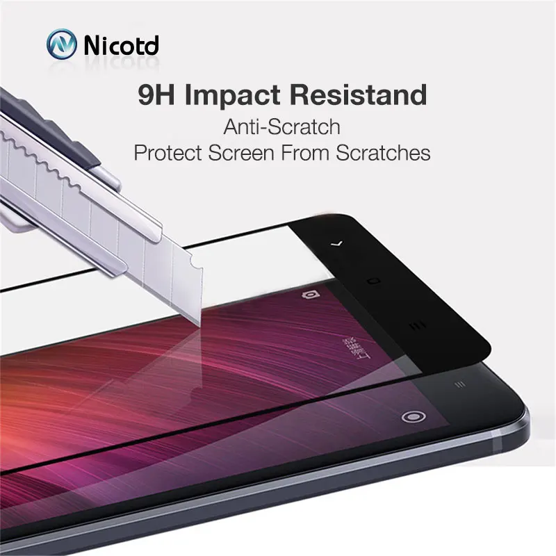 Закаленное стекло Nicotd для Xiaomi Redmi 4X полноэкранная Защитная пленка Xiomi redmi Note 5 pro 6A 6