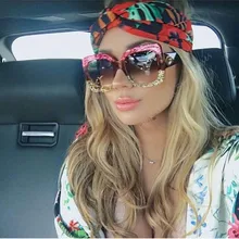 HBK luxe italie marque surdimensionné carré lunettes de soleil femmes rétro marque concepteur grand cadre lunettes de soleil femme vert rouge oculos 2020