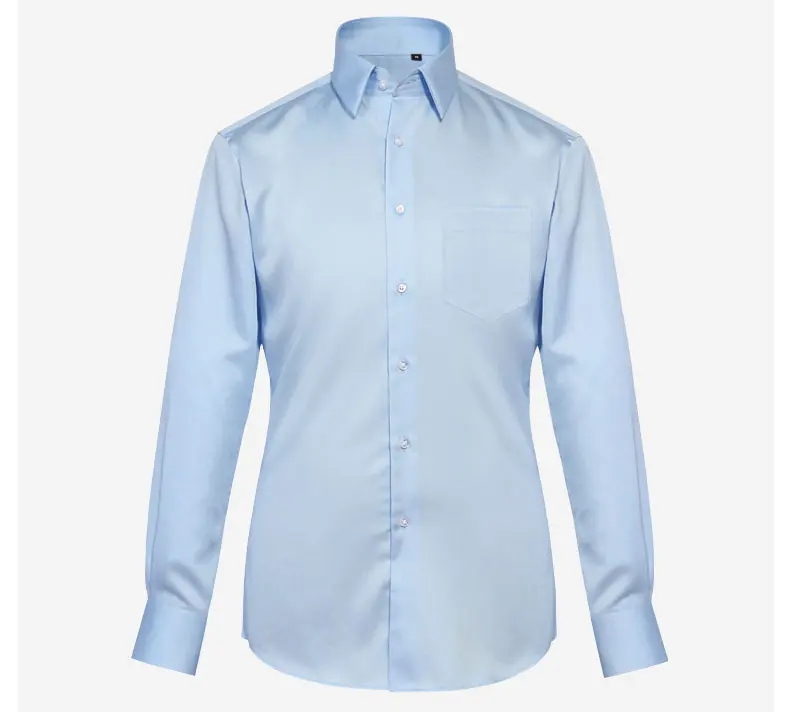 Mwxsd Высококачественная Мужская шелковая хлопковая формальная Свадебная рубашка с длинным рукавом, мягкая одежда, однотонные мужские облегающие модные рубашки - Цвет: sky blue